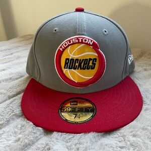59FIFTY Houston Rockets throwback Gray and Red Cap size 7 1/4